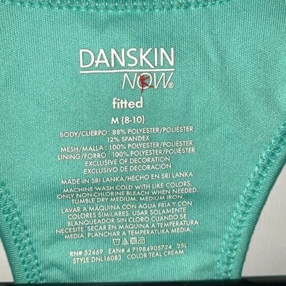 Danskin Now Womens Fitted Racerback Tank Top M Teal Polyester/Spandex Athletic W - Picture 2 of 9